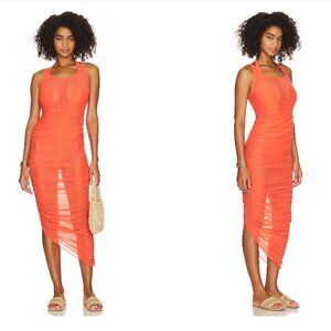 Gigi C Stevie Mesh Midi Dress. NWT. Size S. RP $130. Sunset (Orange). SOLD OUT